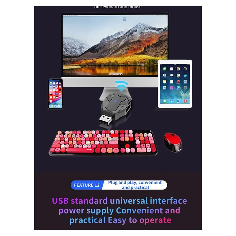Top-NUEVO M1-Mini Convertidor de teclado y ratón V 5.2 Convertidor de adaptador de teclado y ratón para juegos Prensado automático - imagen 3