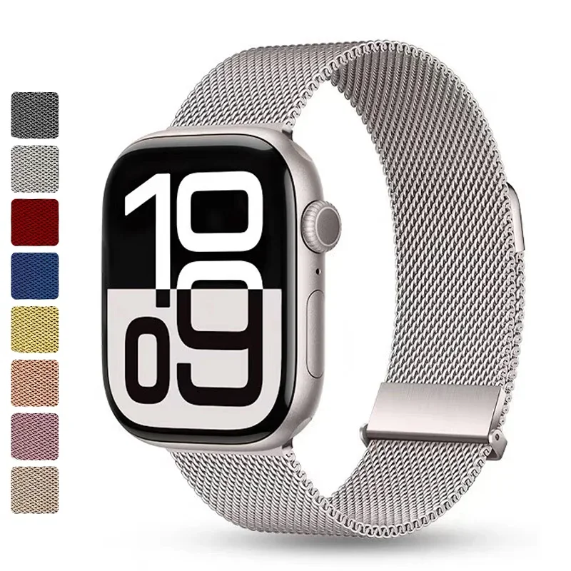 Bucle milanés para apple watch band ultra-2 49mm 44mm 45mm 40mm 41mm 42-46mm pulsera con correa de orgullo serie iwatch 10 9 8 7 6 SE 5 4