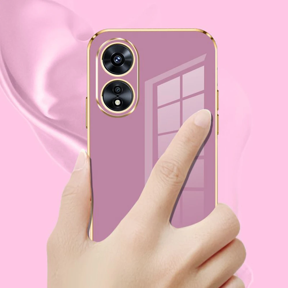 Para OPPO A18 funda oppo a38 funda de lujo chapada cuadrada Oppo A38 A18 funda de teléfono CPH2579 CPH2591 funda trasera de silicona suave Fundas - imagen 5