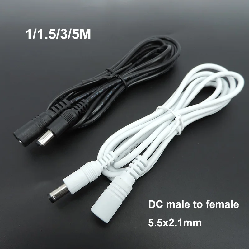 Fuente de alimentación DC de 1/1, 5/5m, conector macho a hembra, adaptador de Cable de extensión, 20AWG, 22AWG, 5,5x2,1mm para tira - imagen 2