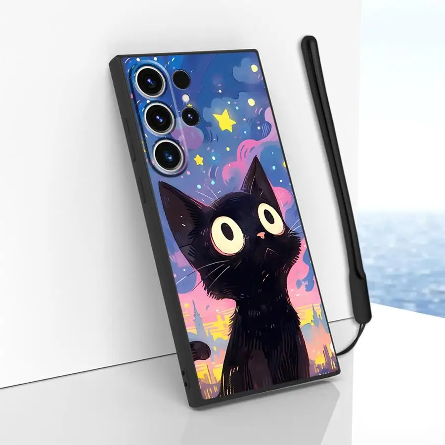 Funda de teléfono suave para Samsung Galaxy S21 Plus S25 Edge S20 S23 Note 20 10 Ultra S24 FE S22 Ultra Van Gogh Art Cat - imagen 3