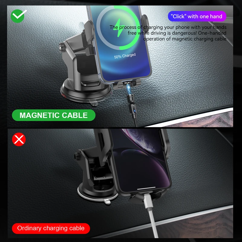 Cable magnético 3 en 1 con rotación 540, Cables Micro USB, cargador rápido para iPhone, Xiaomi, Redmi, Huawei, cables de datos para teléfono móvil - imagen 5