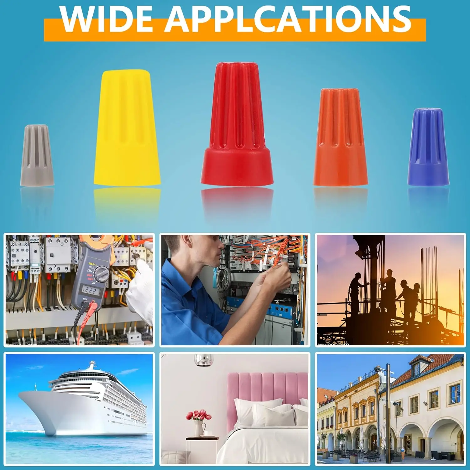 248 Uds. Conectores de cables, conectores eléctricos, tapas de cables, conectores de cables eléctricos, surtido de tuercas giratorias para conexión rápida - imagen 3