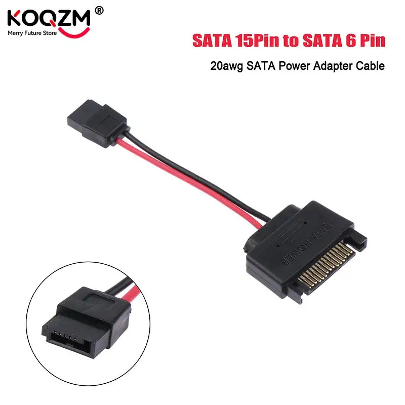 Cable adaptador SATA Power de 15 pines macho a SATA de 6 pines, Cable adaptador de corriente Slimline de 15 pines a 6 pines para ordenador portátil, CDROM, 1 unidad