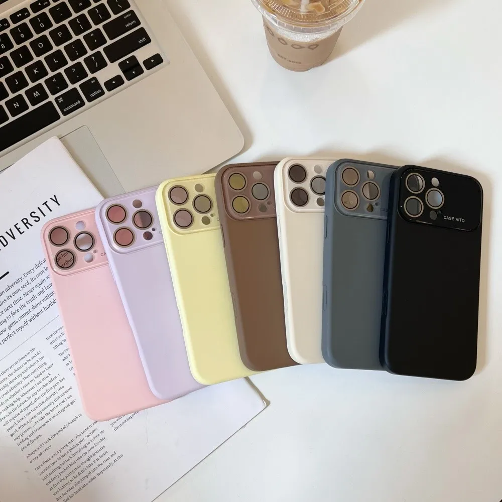 Funda oficial de silicona líquida con ventana grande para iPhone 17 Air 16 15 14 13 12 Pro Max Funda de franela lisa esmerilada a prueba de golpes - imagen 3