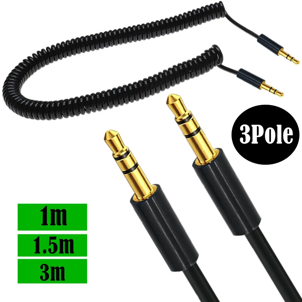 Conector de extensión 3,5mm 4 3 polos TRRS a TRRS macho a hembra auriculares Audio estéreo AUX Cable en espiral con resorte - imagen 2