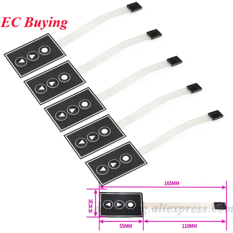 1 unidad-20 piezas 1*3 teclas interruptor de membrana teclado de matriz Monitor Panel de Control de teclado de conmutación 1x3 circuitos integrados 3 teclas 3 teclas