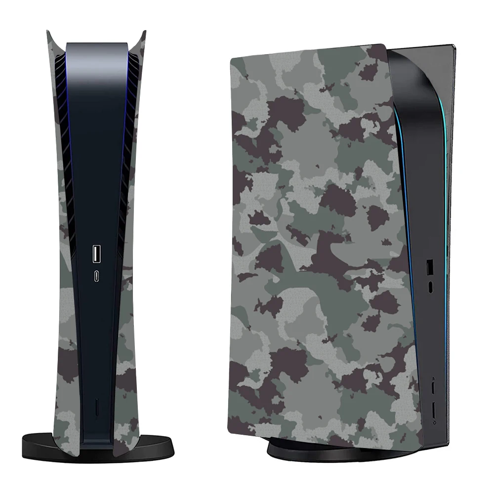 Carcasa de repuesto de ABS de camuflaje gris para Playstation 5, de alta resistencia Carcasa protectora, paneles de carcasa para PS5, edición Digital