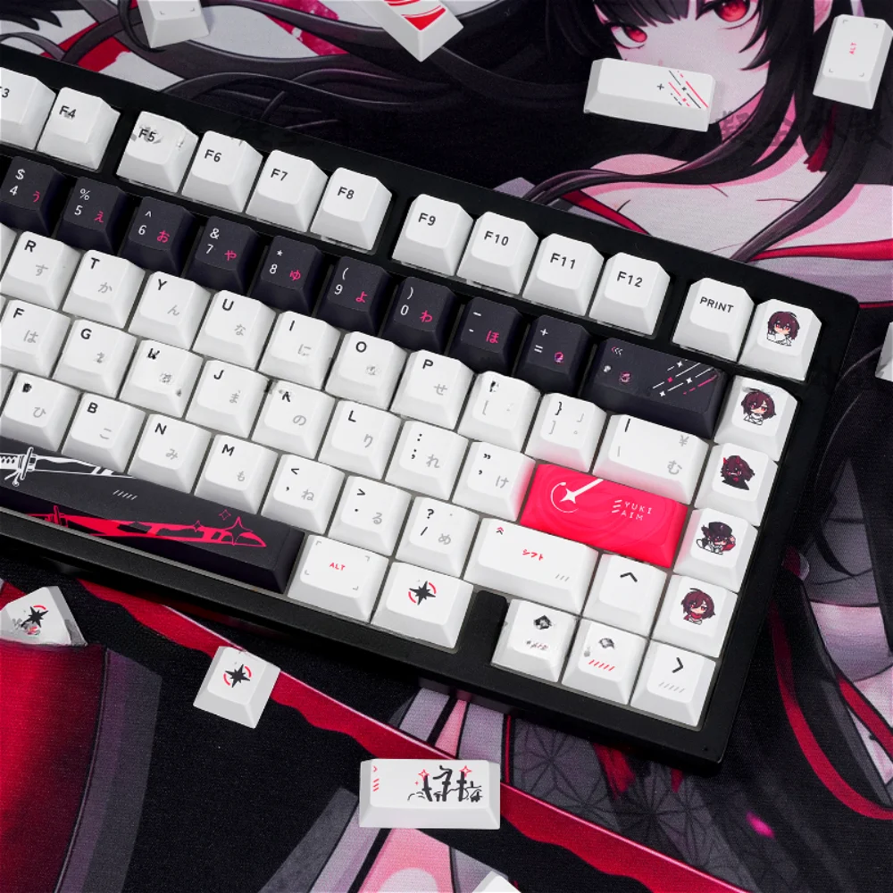 Teclas de Anime japonés PBT, 134 teclas, juego de teclas Cherry personalizadas para interruptor MX, perfil de teclado mecánico para juegos