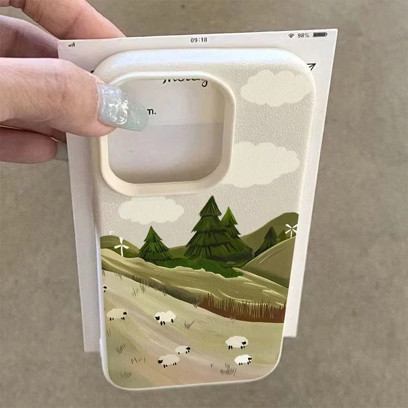 Funda de teléfono Lawn Sheep Lichee Patterm para iPhone 17 Pro Max 16 15 14 13 12 11 15Pro 16 Plus 17Air cubierta de silicona a prueba de golpes - imagen 2