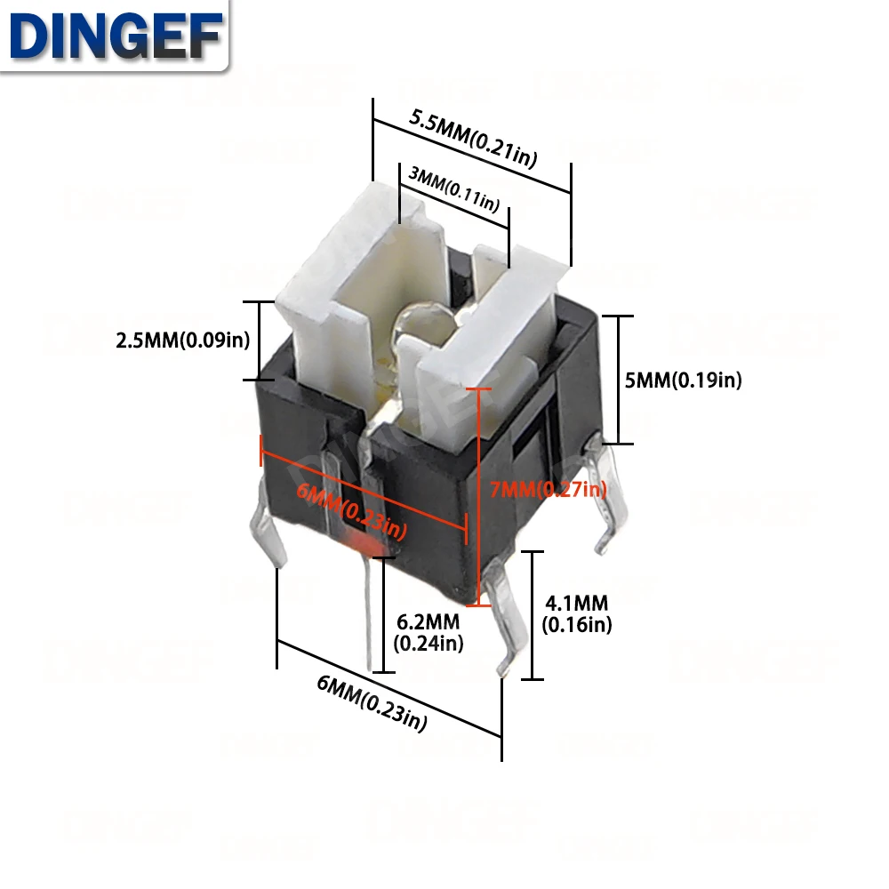 10 unids/lote Interruptor táctil Iight 6*6*7 H interruptores táctiles con LED 6X6X7 MM microinterruptor/llave 6*6*7,2mm rojo blanco azul amarillo verde - imagen 2