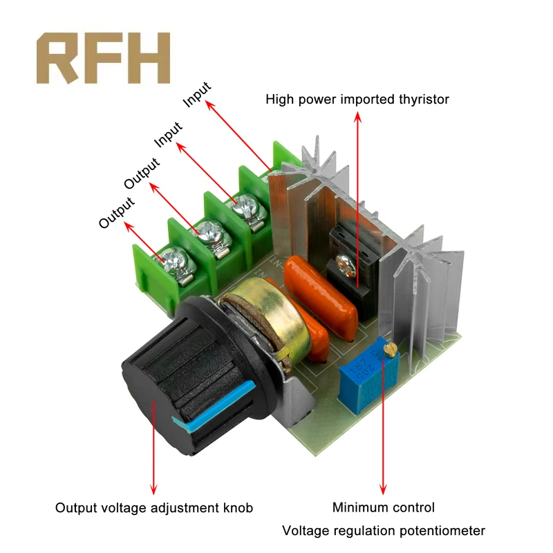 Atenuación electrónica del control de velocidad del módulo regulador de voltaje SCR de 2000W 220V - imagen 2
