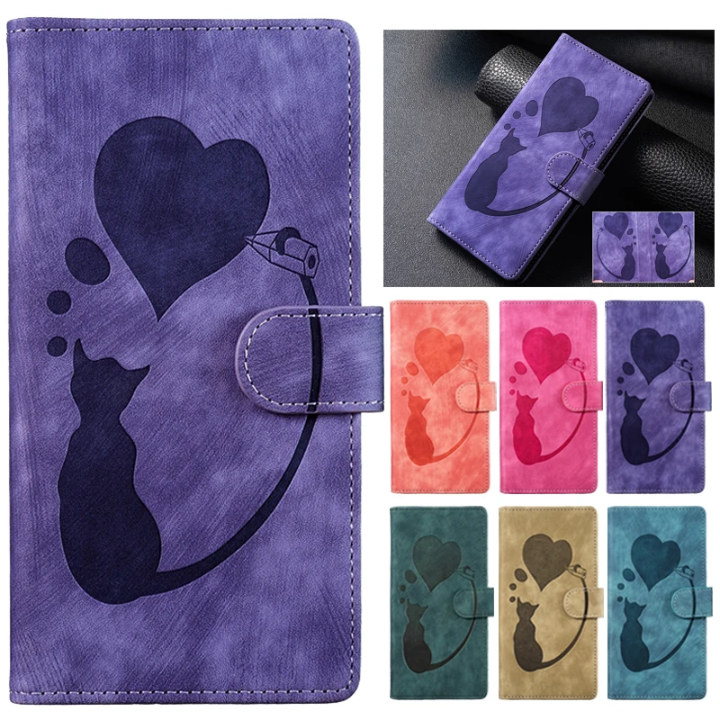 Funda con tapa para Etui Samsung Galaxy A54 5G, funda con patrón de gato lindo, billetera de cuero, cubierta de libro para Samsung A54, A34, A14, 5G, A24, A04S