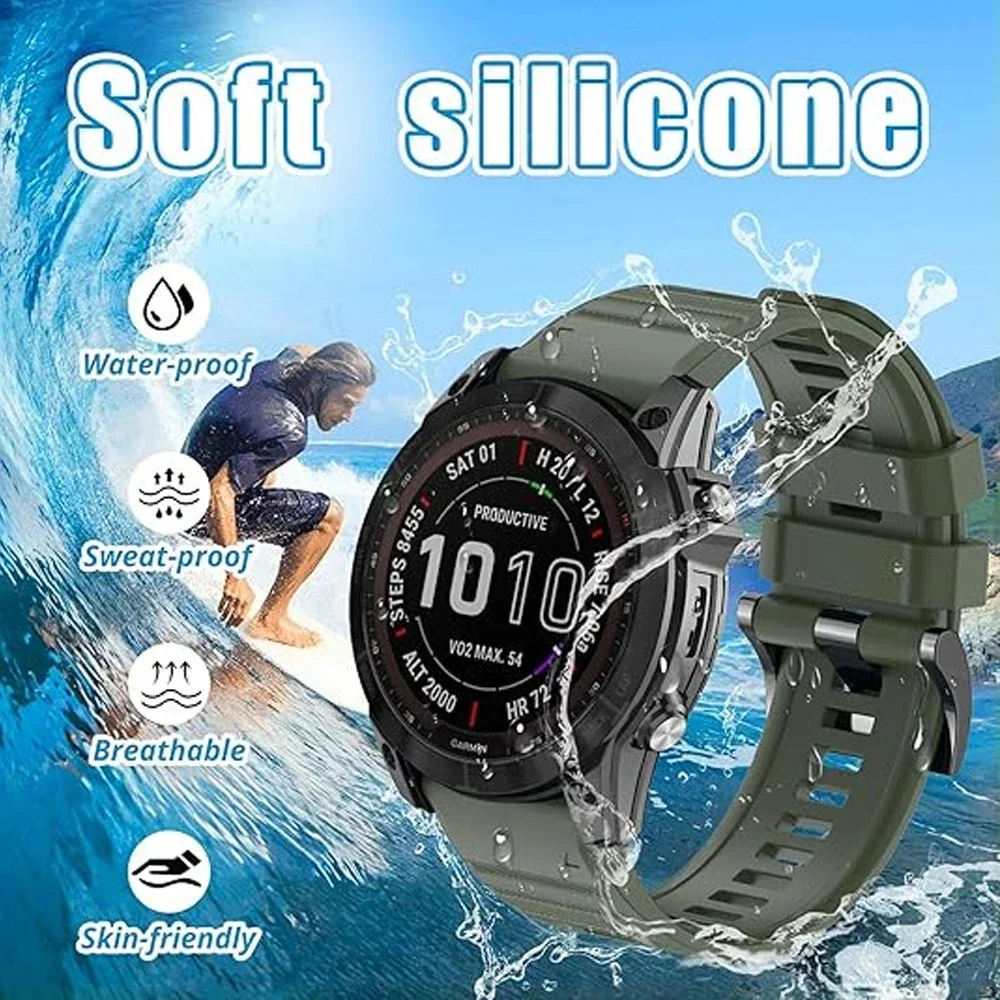 Correa QuickFit de silicona de 22mm y 26mm para Garmin Fenix 8X 7X 8 7 Fenix 6 Pro 5X Plus Forerunner 970 935 945 Tactix 8 pulsera Correa - imagen 5