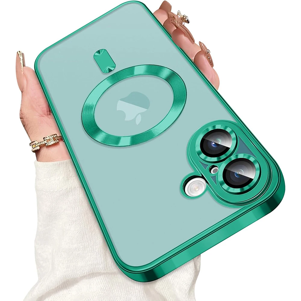 Funda suave de silicona Magsafe chapada de lujo para iPhone 16 e 15 14 13 12 Pro Max Plus Mini funda transparente funda inalámbrica magnética ﻿