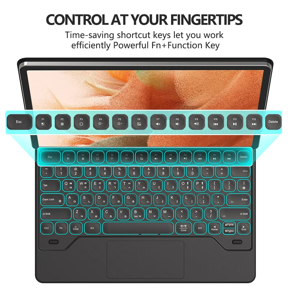 GOOJODOQ Funda con teclado mágico para Samsung Galaxy Tab S8+/ S8 Plus/ S7 FE/ S7 Plus Teclado retroiluminado con trackpad multiángulo de 12,4 pulgadas - imagen 4