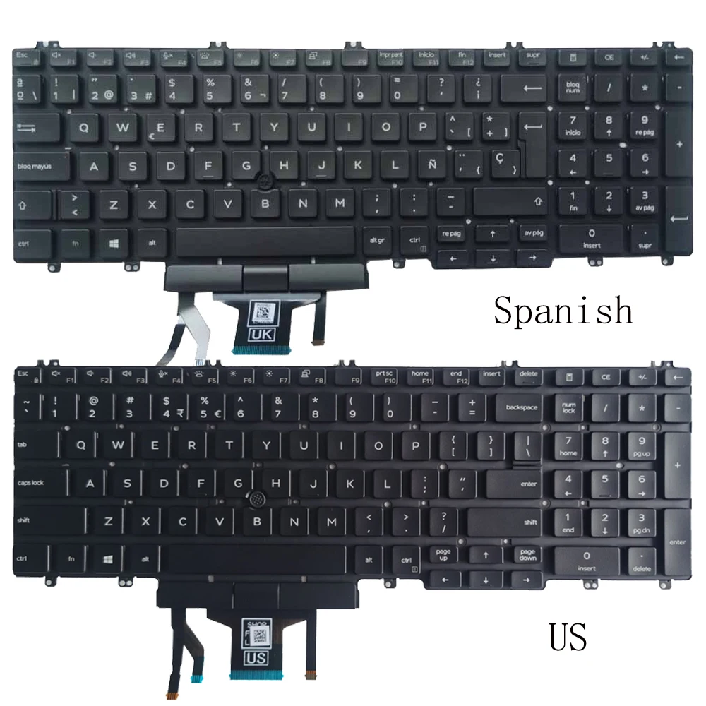 Teclado retroiluminado francés/español/estadounidense para Dell Precision 3500 3501 3541 Latitude 5500 E5500 5510 5511 5501 con ratón Stick 0XPYPV