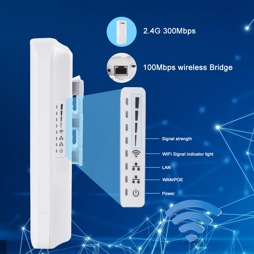 KuWfi-puente Wifi para exteriores, enrutador inalámbrico de 1KM, 2,4G, 300Mbps, extensor de largo alcance, Kit de enrutador AP CPE, puente inalámbrico, repetidor Wifi - imagen 5
