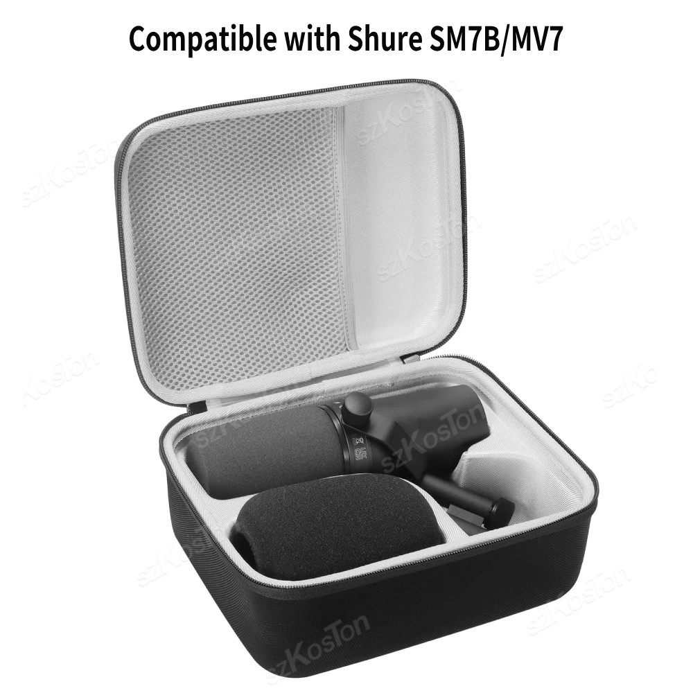 Estuche de transporte duro Compatible con Shure SM7B MV7/MV7X micrófono Vocal dinámico bolsa de almacenamiento protectora de viaje accesorios de micrófono
