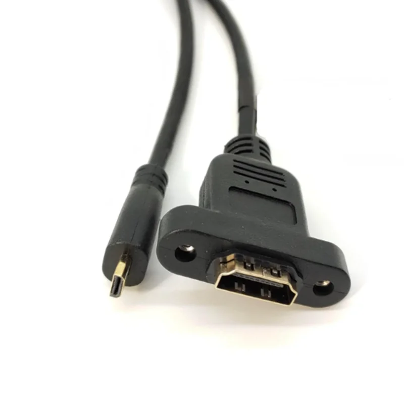 0,3 m Micro HDMI Compatible macho a HDMI Compatible hembra extensión 30cm conector tornillo bloqueo montaje en Panel HD AV Cable de cámara - imagen 2
