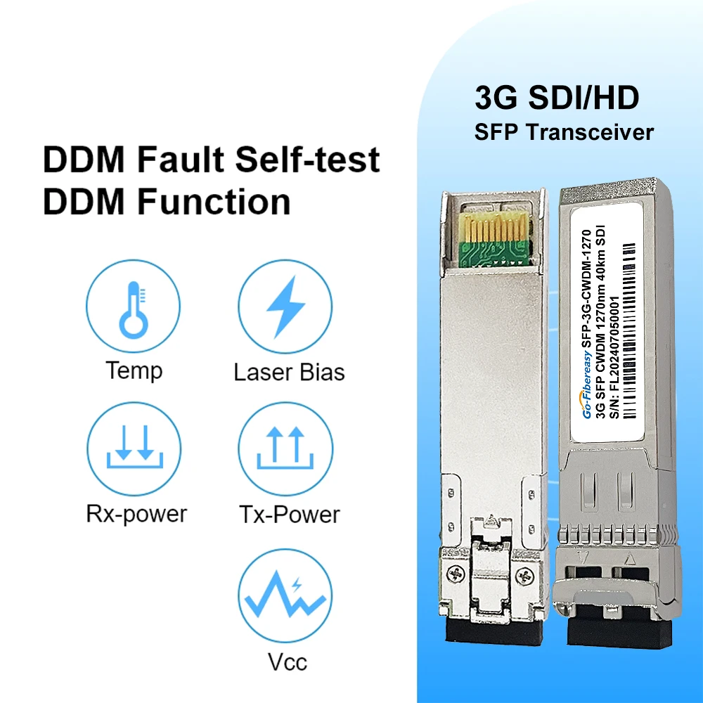 Transmisor y receptor 3G CWDM SFP 1270nm 40km Duplex LC SMF patrones patológicos de vídeo módulo transceptor óptico SD/HD/3G-SDI - imagen 3