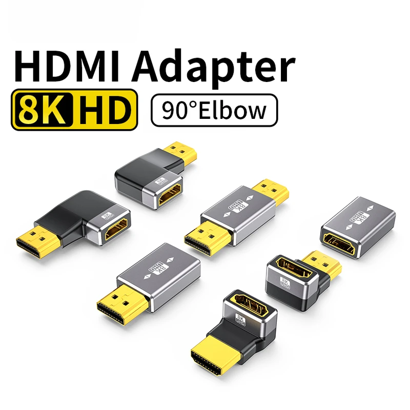 Adaptador Compatible con HDMI 8K macho a hembra, Cable HDMI para HDTV, PS4, PS5, portátil 4K, extensor HDMI, convertidor de 90 grados macho a macho
