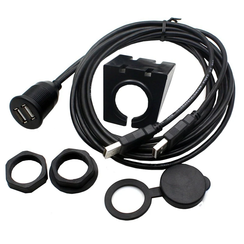 Panel de montaje empotrado USB 3,0 con extensión de luz LED, Cable USB 2,0, 1m, 2m, para coche, camión, barco, motocicleta, salpicadero, 1m/2m - imagen 5