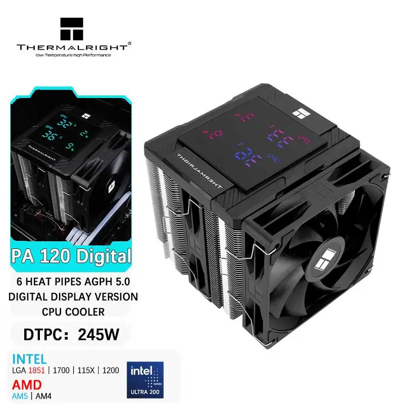 Thermalright Peerless Assassin 120 Digital 6 tubos de calor AGHP5.0 CPU enfriador de aire ventilador de 28mm de espesor para LGA 1851 AMD AM5