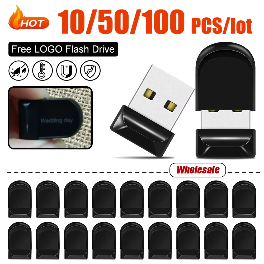 10/50/100 Uds super mini unidad Flash USB 32GB Pen Drive 64GB Mini USB 2,0 disco Flash 16GB 128GB memoria Pendrive Cle Stick 8gb 4gb
