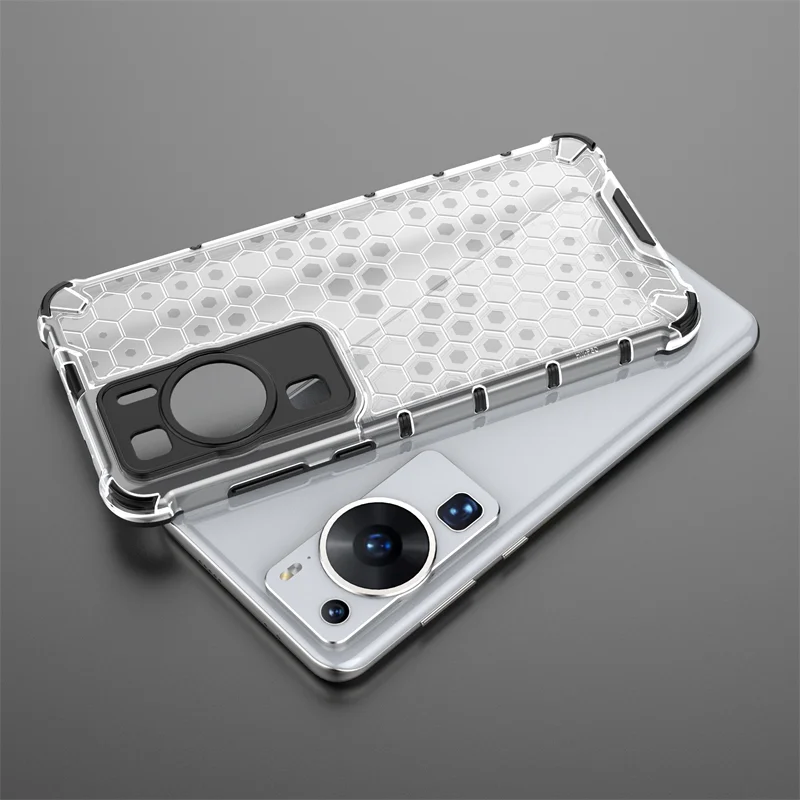 Nido de abeja a prueba de golpes para Huawei P60 funda armadura Huawei P60 Pro cubierta translúcida TPU Protector de PC para Huawei P60 Pro funda - imagen 3