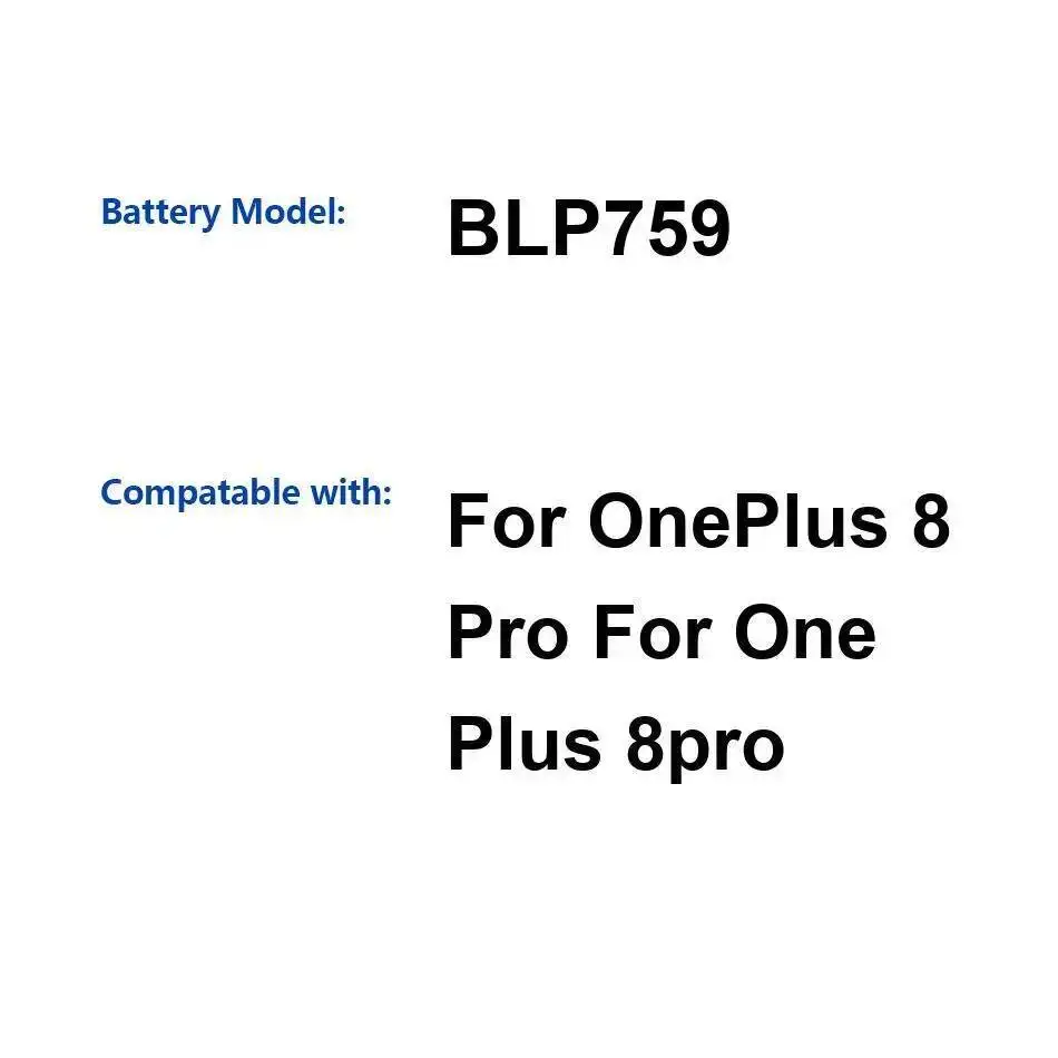 Buen rendimiento de baja temperatura alto BLP759 4510Mah para batería de teléfono móvil Oneplus 8 Pro