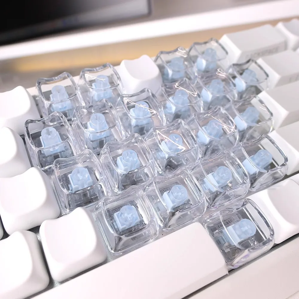 21 teclas/juego de teclas de perfil Mao, bonitas teclas transparentes en forma de gato DIY, Material de PC, teclas retroiluminadas en blanco para teclado MX Switch - imagen 4