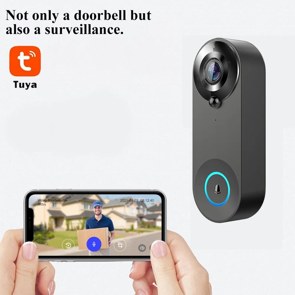Tuya 1080P timbre inalámbrico WIFI Video intercomunicador timbre de puerta con cámara hogar inteligente para protección de seguridad detección de movimiento PIR - imagen 3
