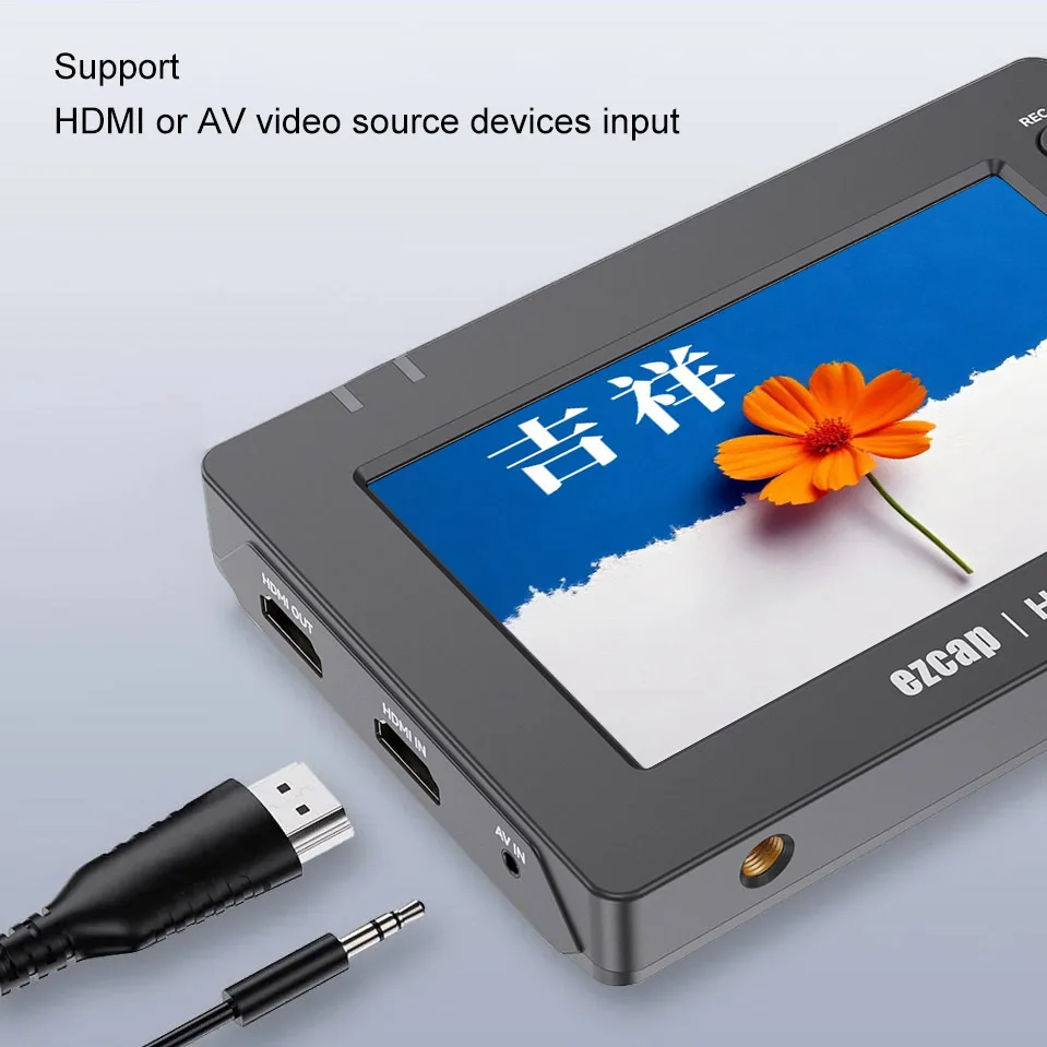 Ezcap 277 1080p HDMI CVBS AV tarjeta de captura de vídeo grabadora de juegos grabación de programación a tarjeta SD pantalla de 5 pulgadas reproducción mezcla de voz - imagen 5