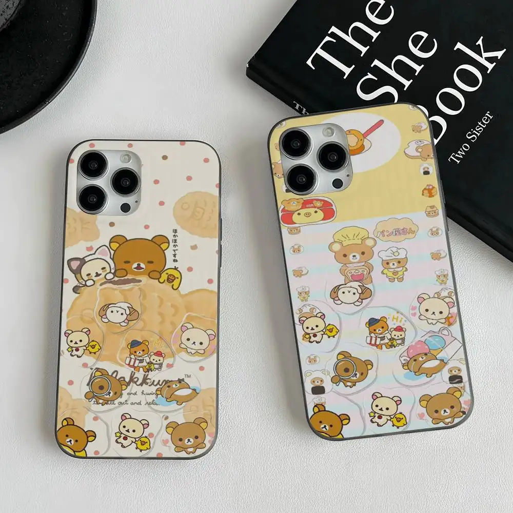 Funda de teléfono Rilakkuma, funda de teléfono con patrón corrugado para iPhone 17 Air 16 15 14 13 Pro Max, funda mate a prueba de golpes - imagen 2