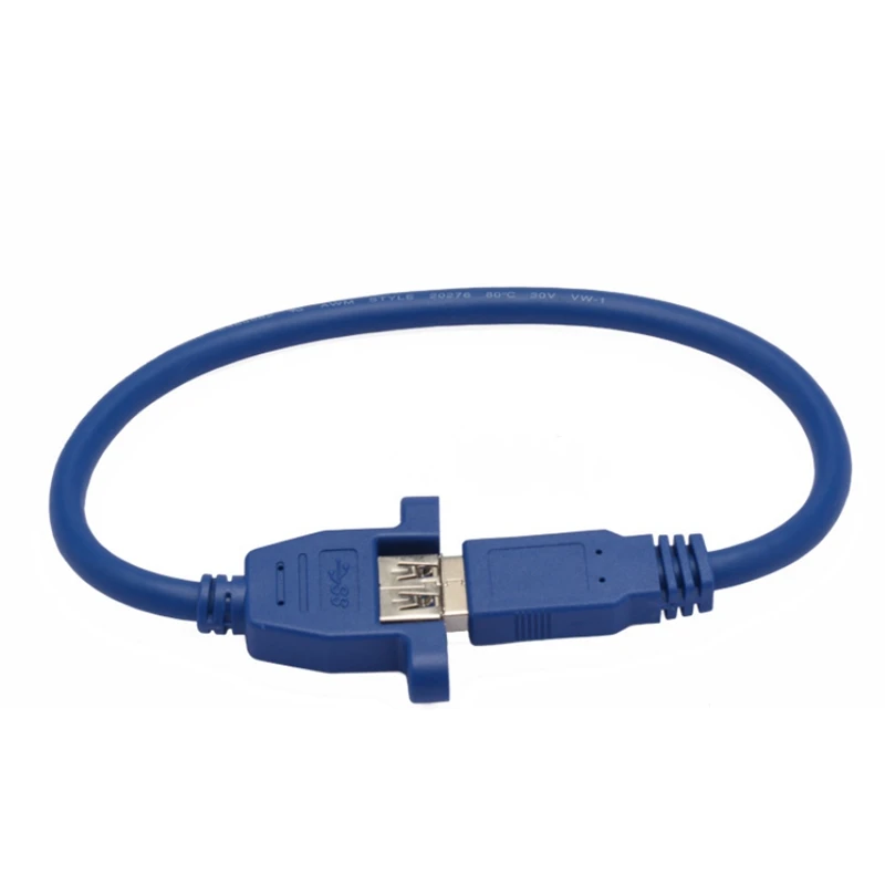 Cable de extensión USB3.0 Cable USB 3,0 extensor macho a hembra sincronización de datos sin tornillo conector de montaje en Panel para disco duro de impresora de PC - imagen 4