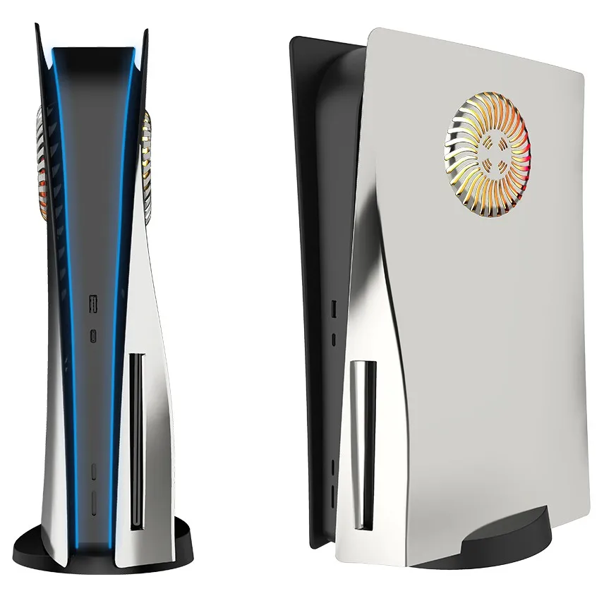 Accesorios para placas PS5 con tira de luz LED RGB, cubierta de consola, carcasa de placa frontal con rejillas de ventilación de refrigeración para galvanoplastia de disco PS5 - imagen 3