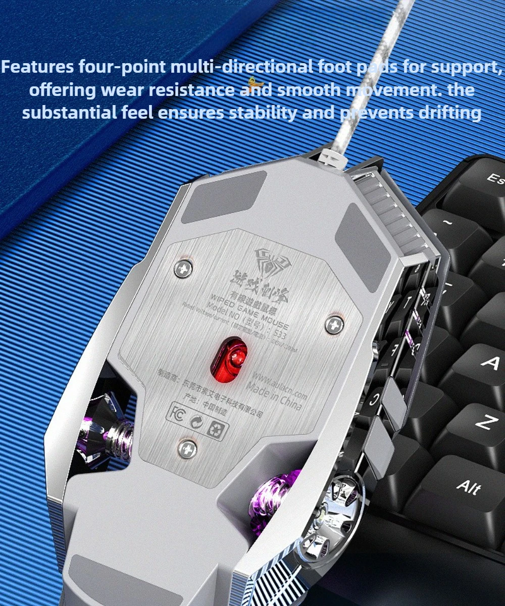 Ratón gaming con cable AULAS33 con base metálica y peso ajustable para deportes electrónicos y uso en oficina - imagen 3