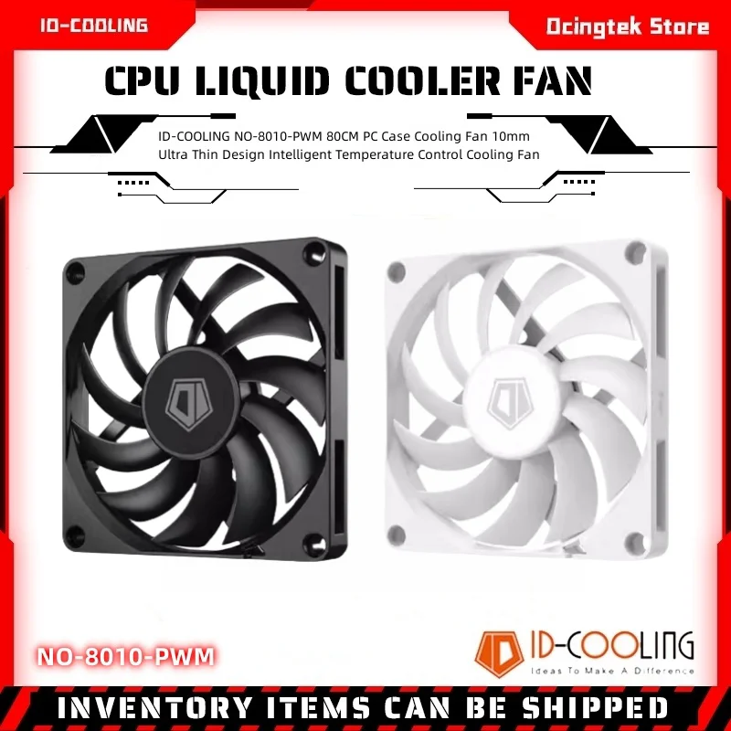 ID-COOLING NO-8010-PWM Ventilador de enfriamiento de caja de PC de 80 CM Diseño ultrafino de 10 mm Ventilador de enfriamiento con control de temperatura inteligente