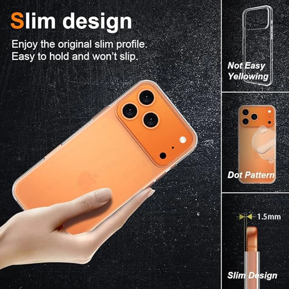 Funda de teléfono transparente de silicona TPU para iPhone 17 Pro Max, Funda transparente suave ultrafina para iPhone 17 Air Funda para iPhone 17 Pro - imagen 3