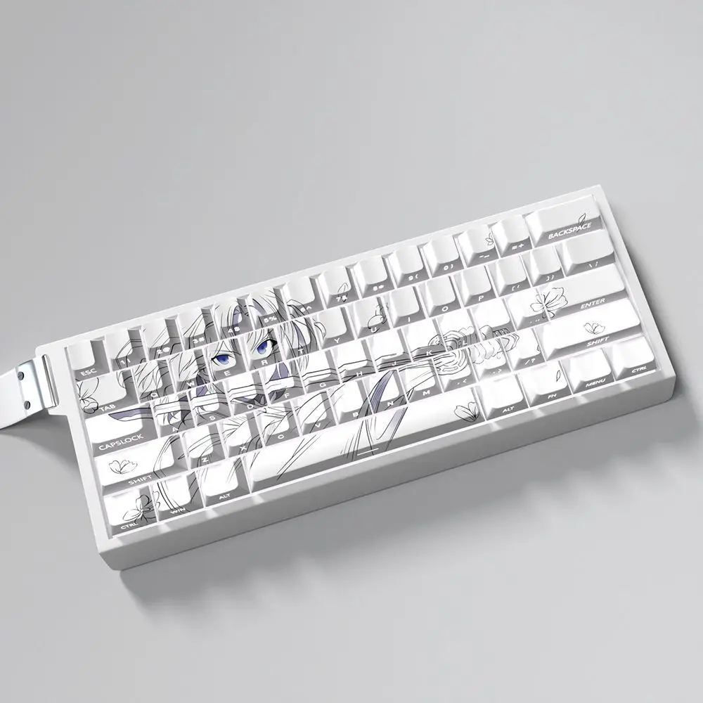 Teclas SHI de 73 teclas, juego de teclas de Anime Cherry PBT, teclas translúcidas laterales grabadas para teclado mecánico 61/65/68ND63Ace60made68 - imagen 2
