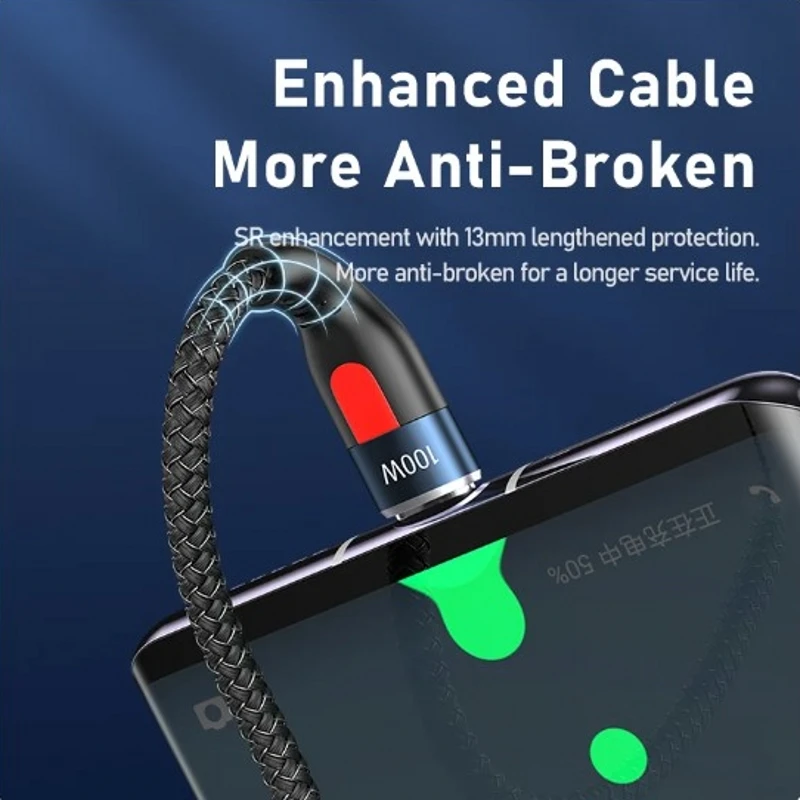 Remax-Cable de datos elástico de aleación de Zinc, 100W, con C-C de luz indicadora, carga súper rápida tipo C a tipo C para teléfonos/portátiles/tabletas - imagen 3