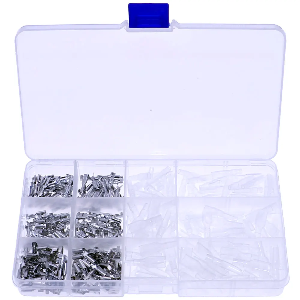 300 unids/lote 2,8 4,8 6,3 enchufe de inserción conector de Terminal de cable enfundado con resorte Kit de aislamiento de Terminal prensado en frío - imagen 5