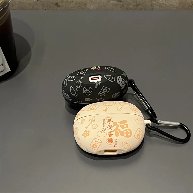 Funda protectora para Baseus AirGo AS01, carcasa suave transparente de melocotón bonito, carcasa a prueba de golpes, dibujos animados, danza del león - imagen 3