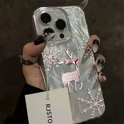 Funda de teléfono con diseño de reno y copo de nieve rosa para Samsung Galaxy A56 A55 A54 A53 A36 A26 A16 5G S25 Ultra S24 FE S23 Plus S22