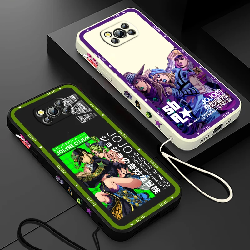 JOJO Kujo Jotaro-funda de teléfono de Anime para Xiaomi Poco, X4, X3, F4, NFC, M6, M4, M3, GT S Pro, 4G, 5G, cuerda líquida izquierda - imagen 2