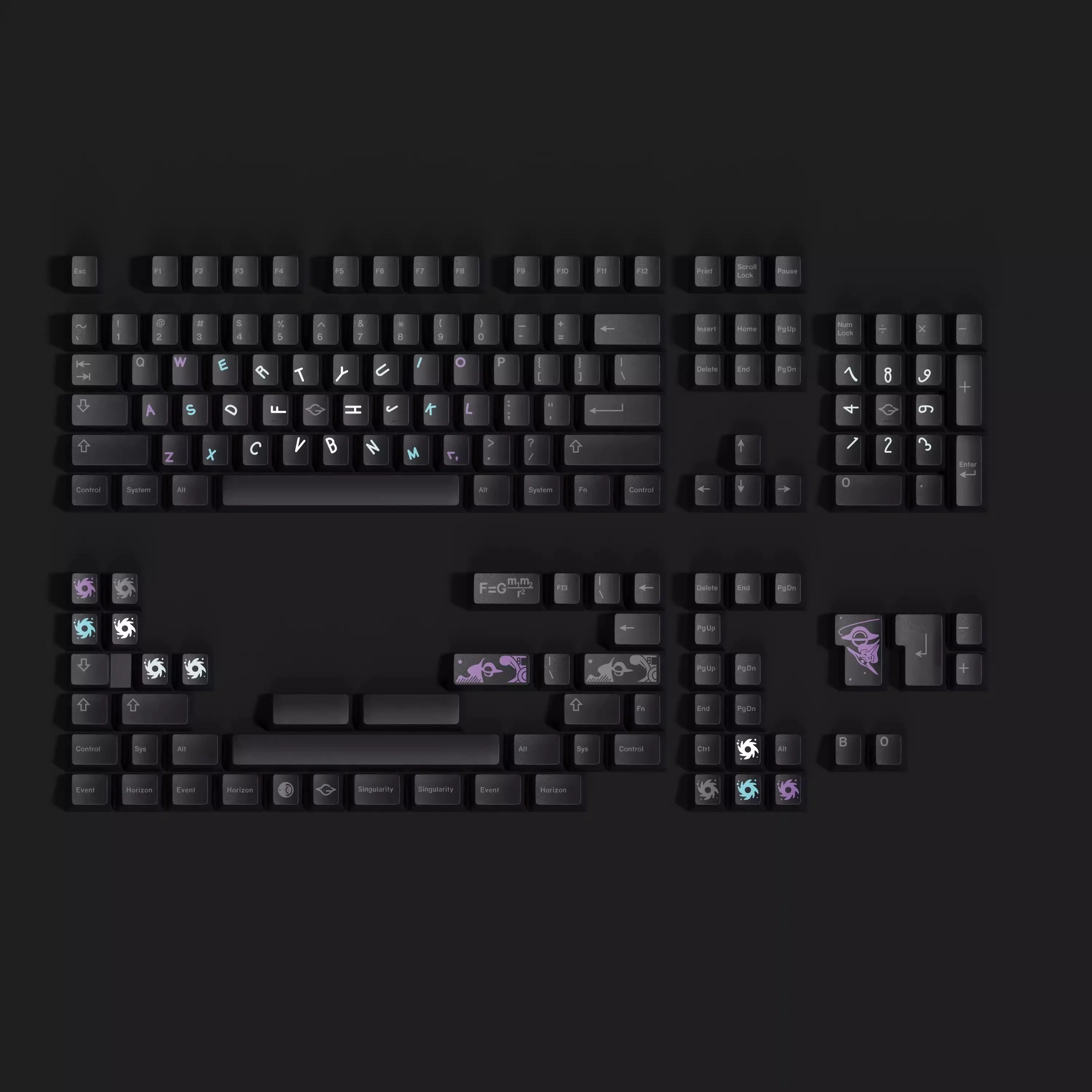 GMK-teclas PBT SINGULARITY, sublimación de tinte de perfil de cereza para teclado mecánico MX Switch, Barra espaciadora dividida doble B - imagen 5