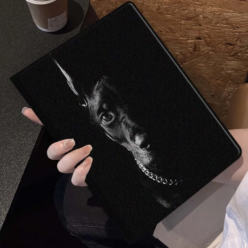 Funda negra Cool Doberman Dog para Samsung Galaxy Tab S11 S10 S9 S8 S7 S6 A10.1 A9 A8 A7 10,1 Lite FE Plus pulgadas - imagen 3