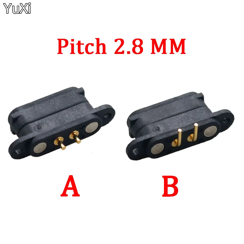 Conector magnético Pogo con resorte, 2 pares, 2,8 MM, 2 pines, 2 polos, agujero pasante macho, hembra, 2A, 36V, DC, sonda de carga de energía