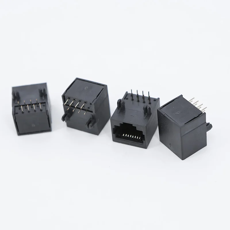 1 Uds RJ45 enchufe de red hembra 8P8C en línea Vertical RJ45 90 grados conector de plástico completo para cable de red
